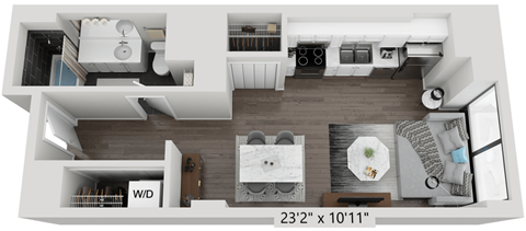 Studio B  Floor Plan | 550 Sq. Ft. at The Montrose Apartments in Chicago, IL